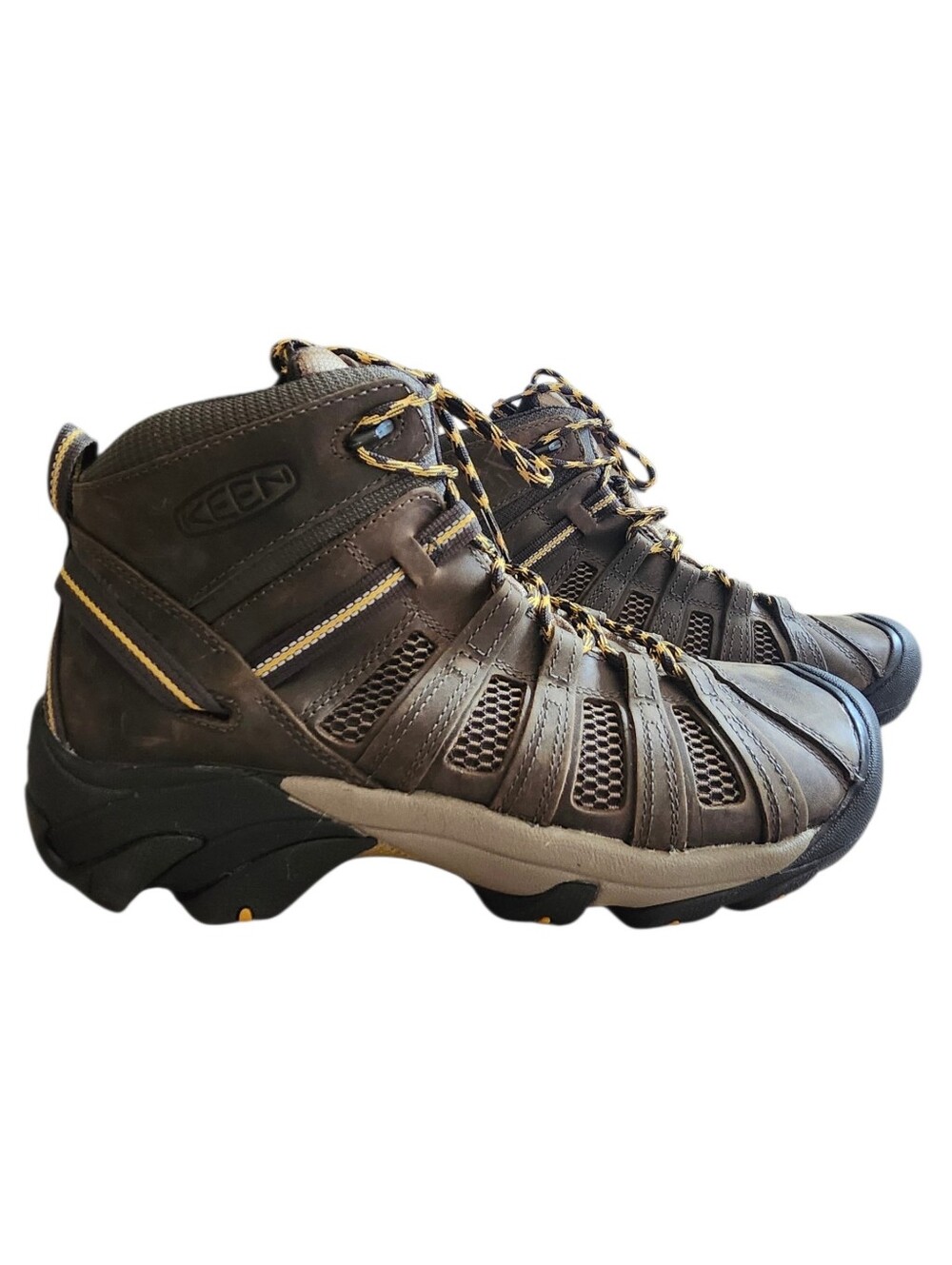 KEEN Voyageur Mens Leather Mesh Mid Hiking Boots Size 11.5 M Brown Black